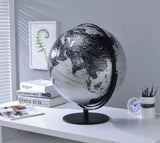 Black & Silver Modern Globe – 21" Decorative World Map Desk Globe