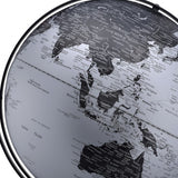 Black & Silver Modern Globe – 21" Decorative World Map Desk Globe