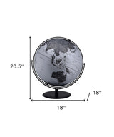 Black & Silver Modern Globe – 21" Decorative World Map Desk Globe