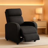 Fabric Push Back Recliner Chair Pocket Spring Matte Black