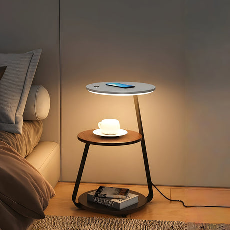 Smart Nightstand with Wireless Charger & Dimmable LED Night Light