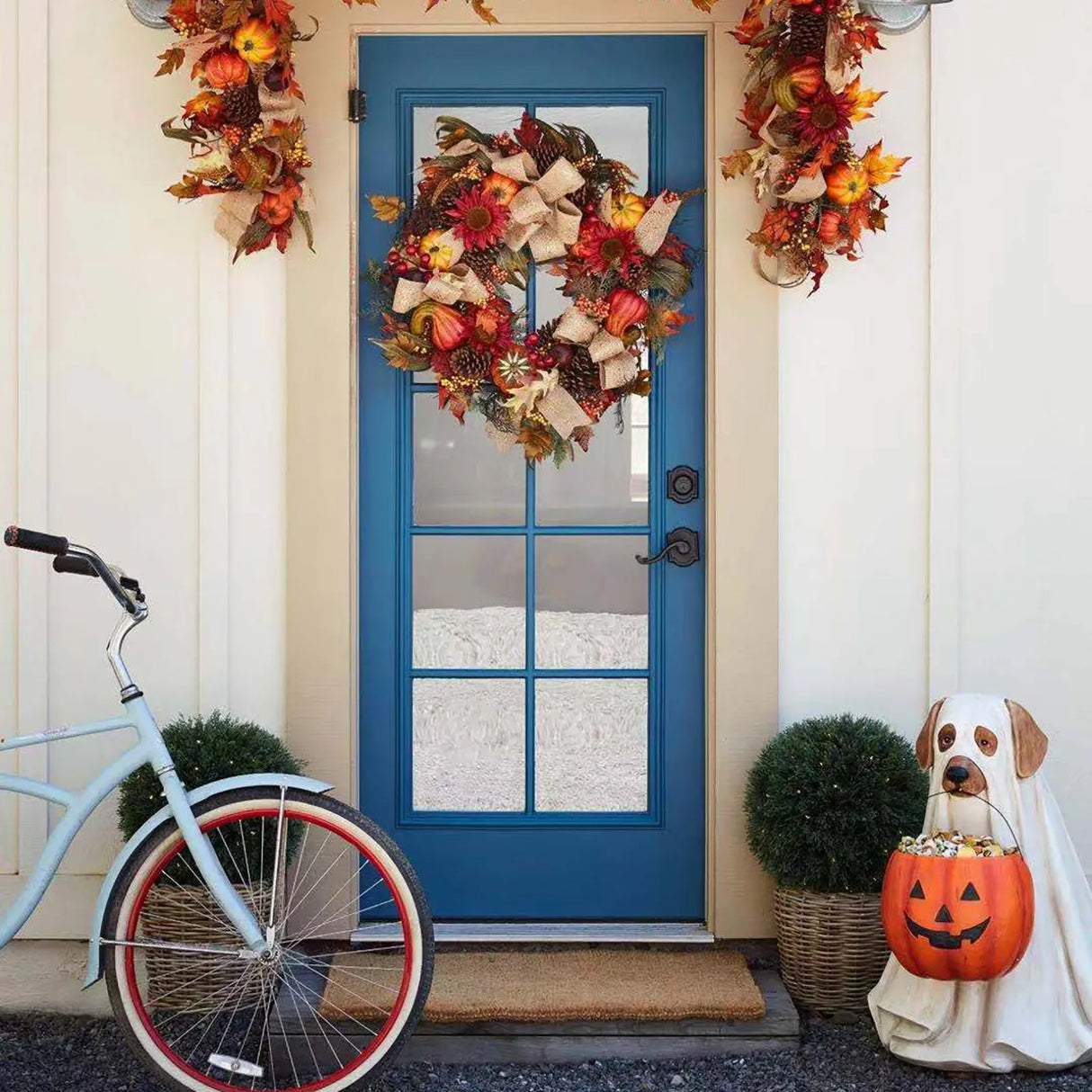 Halloween Dog & Cat Statues – Ghost Dog Candy Bowl Holder | Multifunctional Anti-Fading Festival Party Decoration & Gift