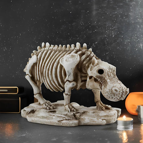 Miniature Hippo Skeleton Model – Unique Halloween & Party Decor, Spooky Animal Ornament