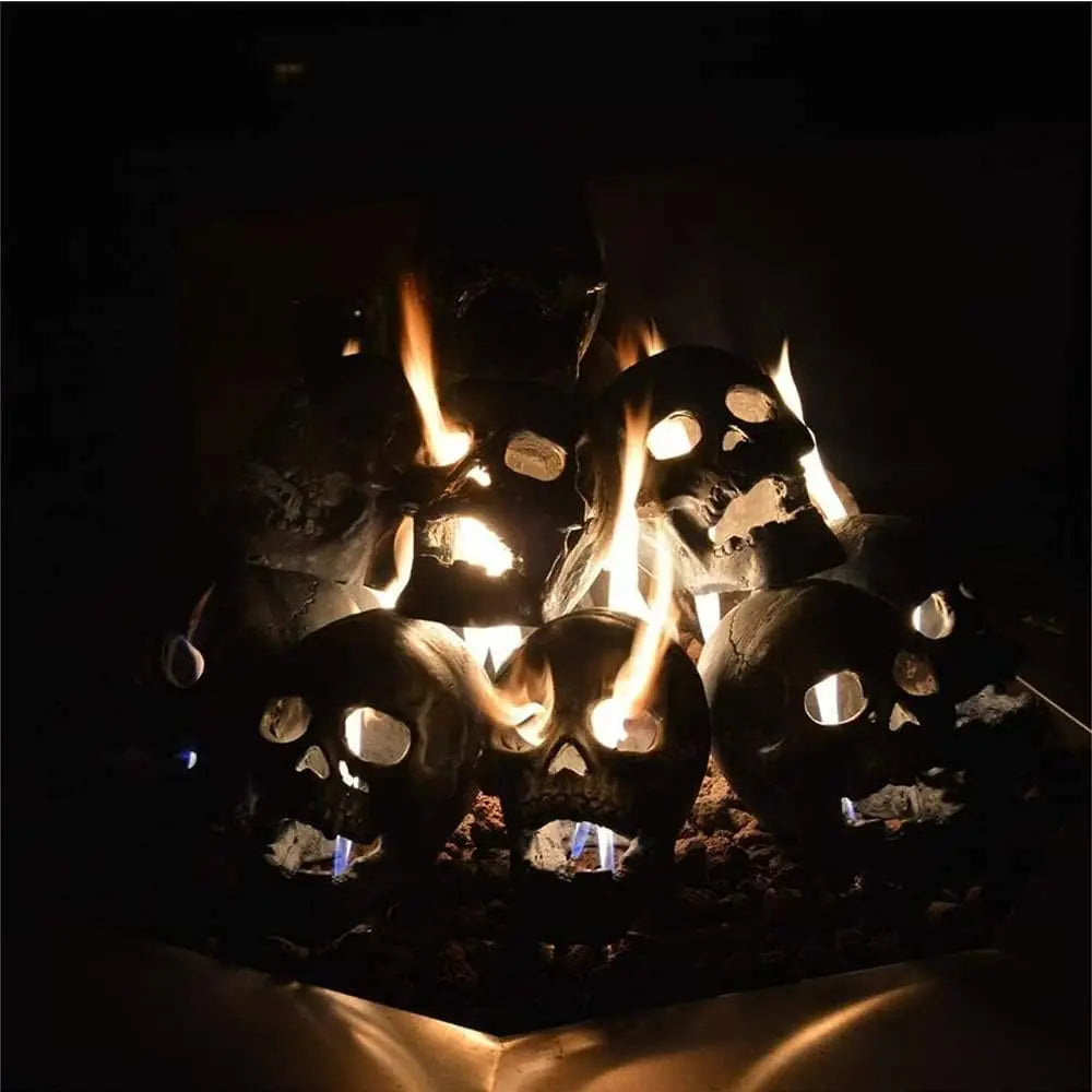 Reusable Firepit Skull Decoration – Fireproof Ceramic Skull for Fire Pits & Grills | Halloween Stove & Grill Skull Ornament