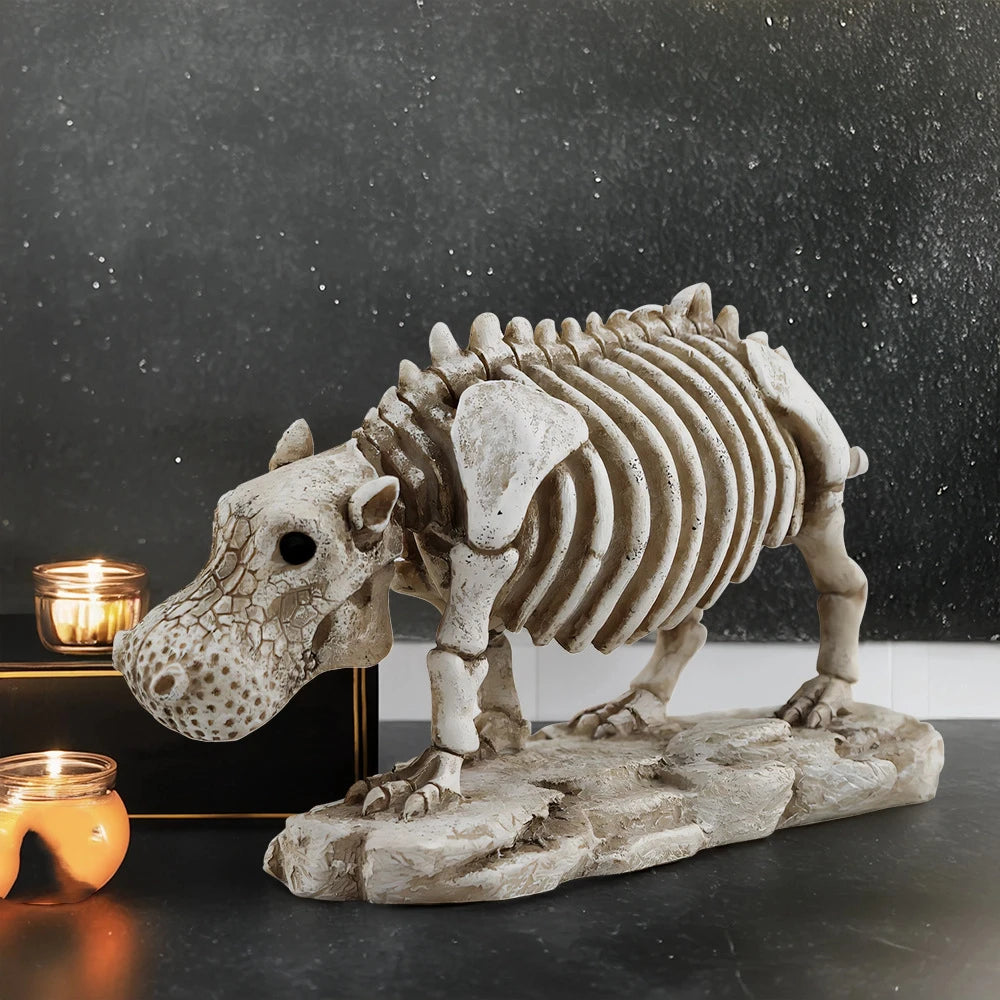 Miniature Hippo Skeleton Model – Unique Halloween & Party Decor, Spooky Animal Ornament