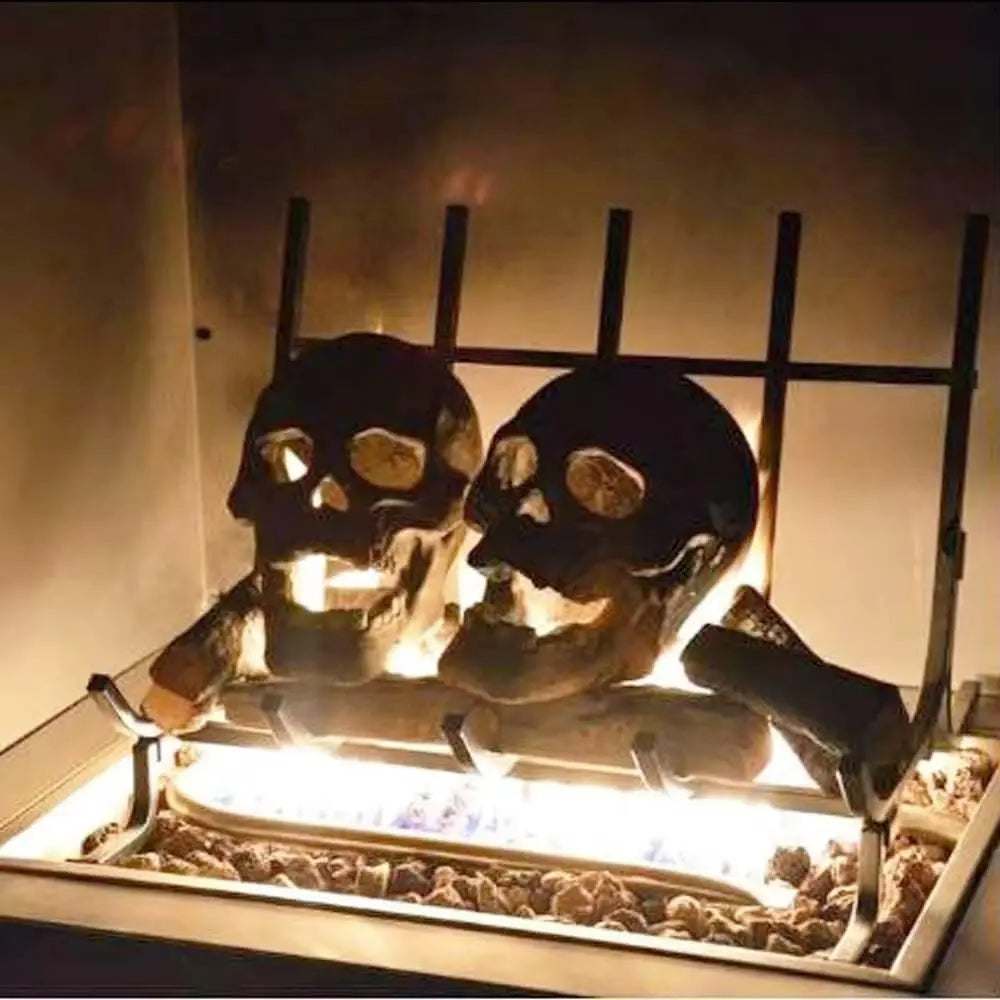 Reusable Firepit Skull Decoration – Fireproof Ceramic Skull for Fire Pits & Grills | Halloween Stove & Grill Skull Ornament