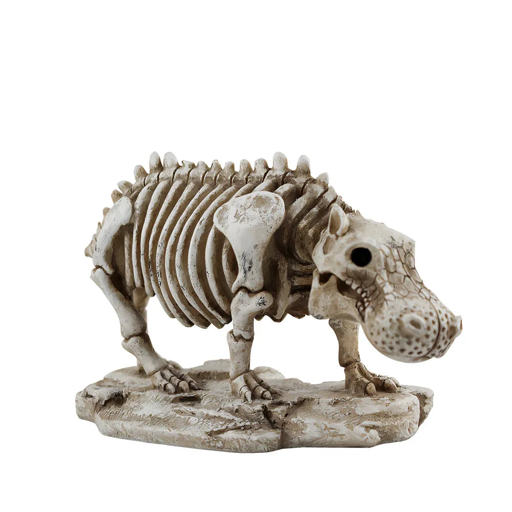 Miniature Hippo Skeleton Model – Unique Halloween & Party Decor, Spooky Animal Ornament