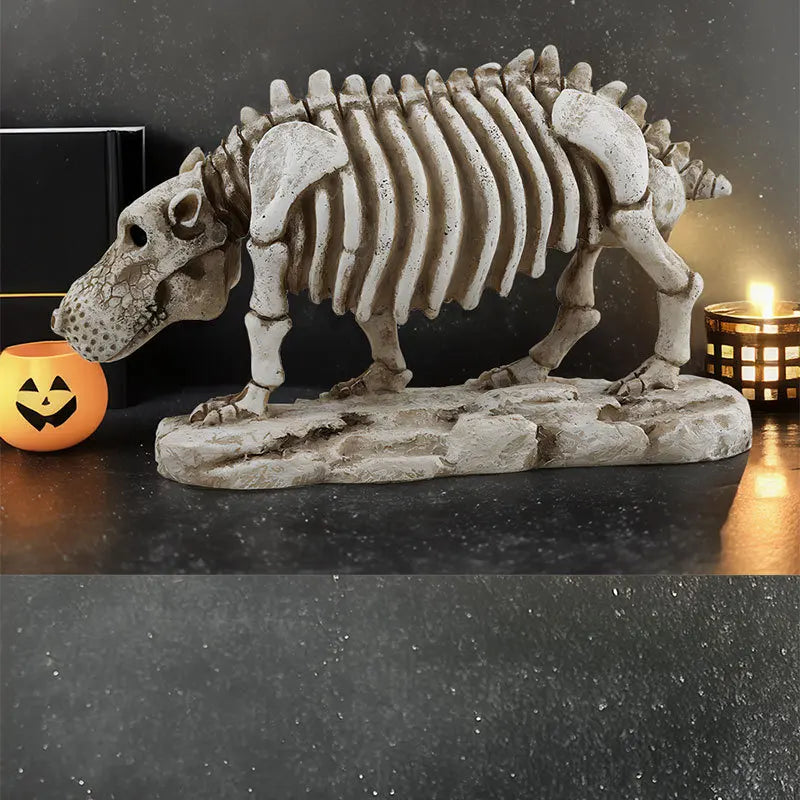 Miniature Hippo Skeleton Model – Unique Halloween & Party Decor, Spooky Animal Ornament