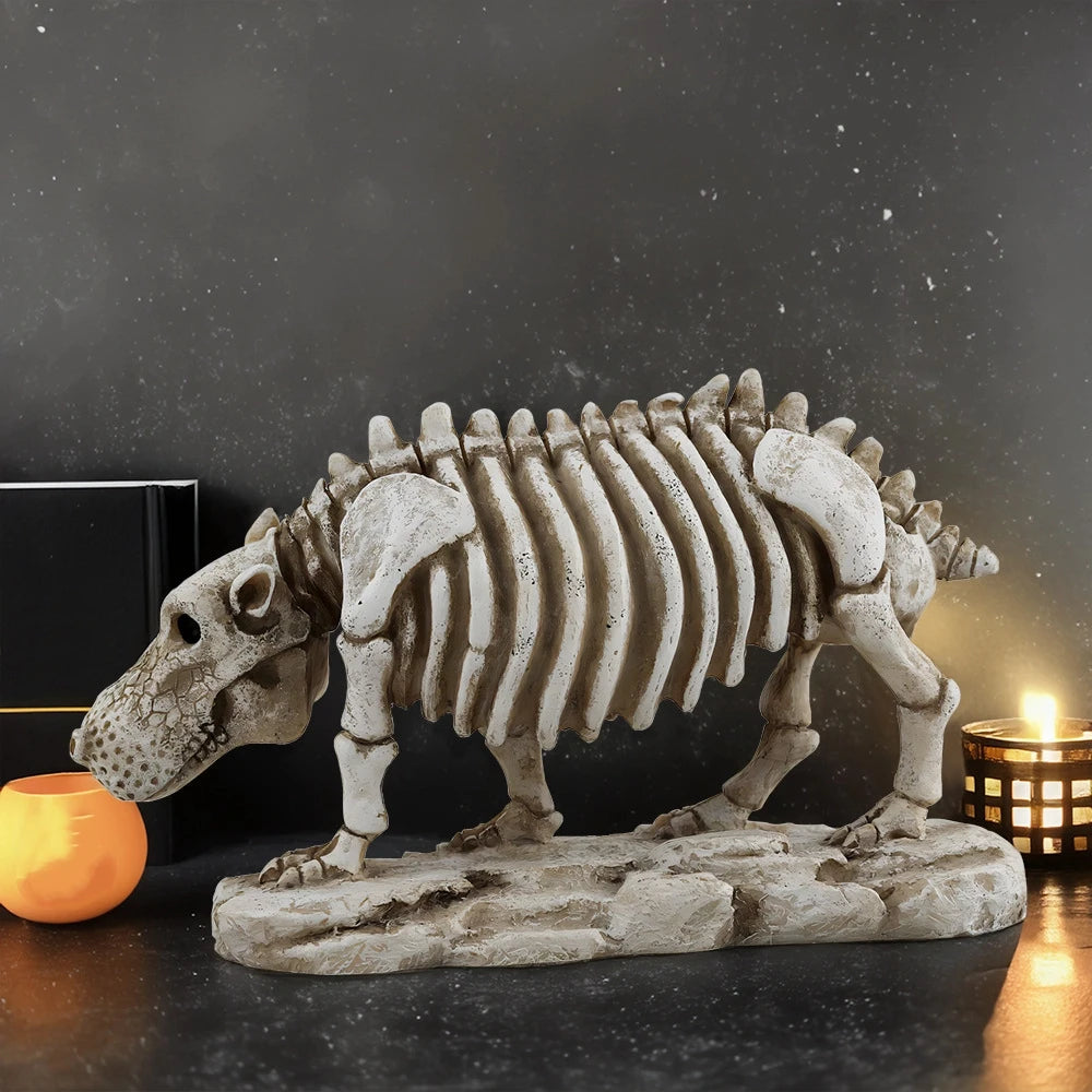 Miniature Hippo Skeleton Model – Unique Halloween & Party Decor, Spooky Animal Ornament