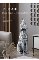 Modern Electroplated Dog Statue – Luxury Floor Decoration for Living Room, Porch & TV Cabinet