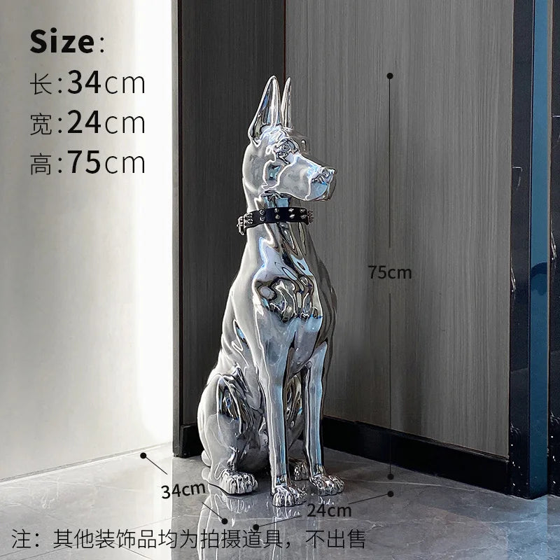 Modern Electroplated Dog Statue – Luxury Floor Decoration for Living Room, Porch & TV Cabinet