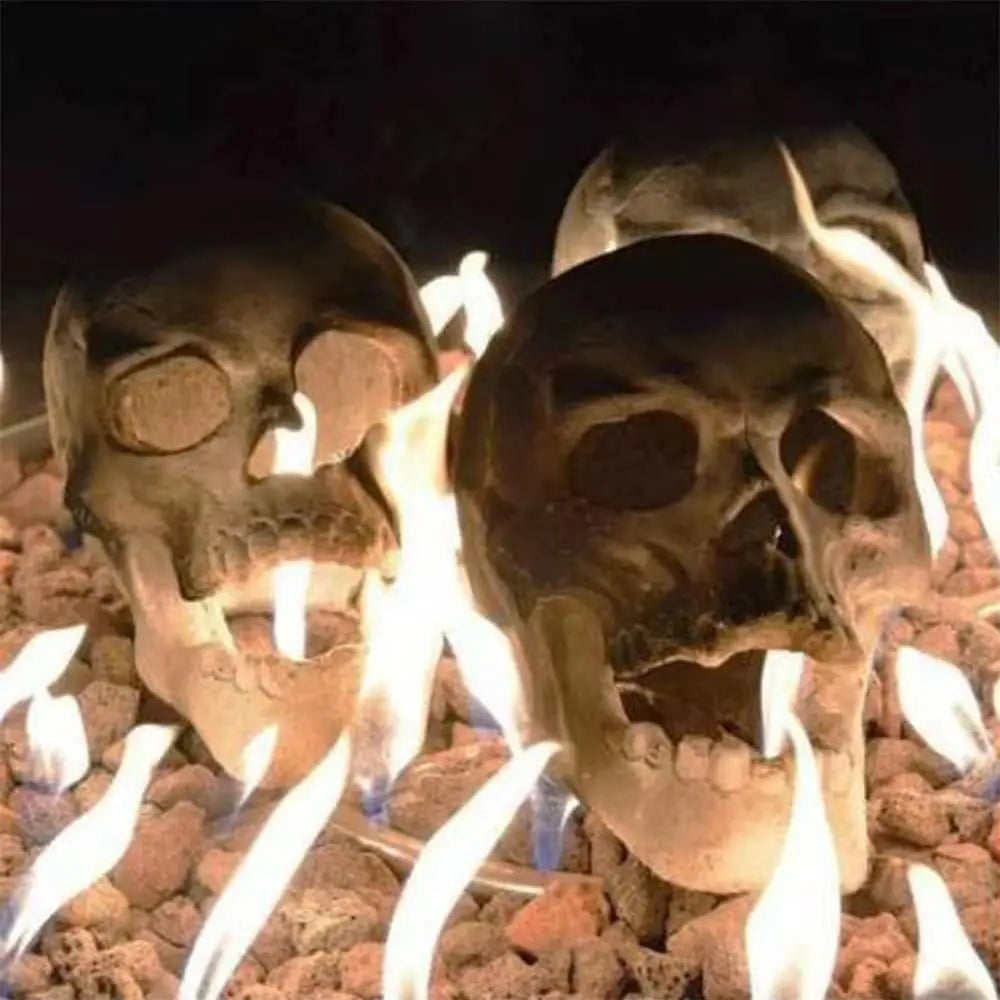 Reusable Firepit Skull Decoration – Fireproof Ceramic Skull for Fire Pits & Grills | Halloween Stove & Grill Skull Ornament