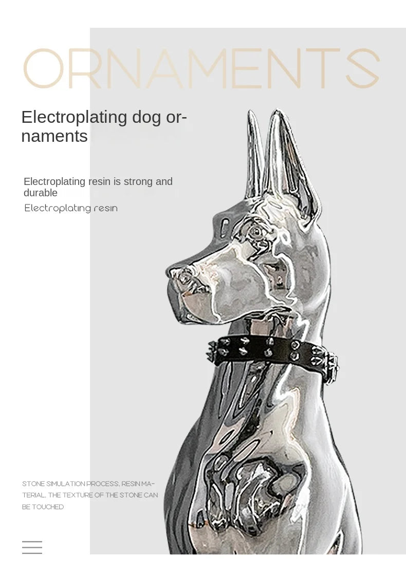 Modern Electroplated Dog Statue – Luxury Floor Decoration for Living Room, Porch & TV Cabinet