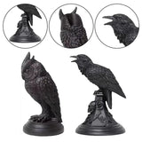 Gothic Crow Candle Holder – Retro Black Owl Candlestick | Resin Sculpture Halloween Statue | Fun Home Decor