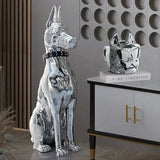 Modern Electroplated Dog Statue – Luxury Floor Decoration for Living Room, Porch & TV Cabinet
