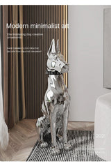 Modern Electroplated Dog Statue – Luxury Floor Decoration for Living Room, Porch & TV Cabinet