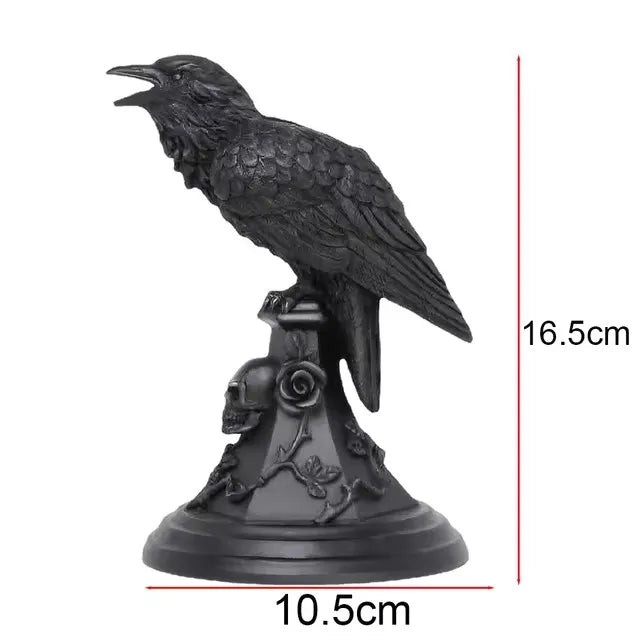 Gothic Crow Candle Holder – Retro Black Owl Candlestick | Resin Sculpture Halloween Statue | Fun Home Decor