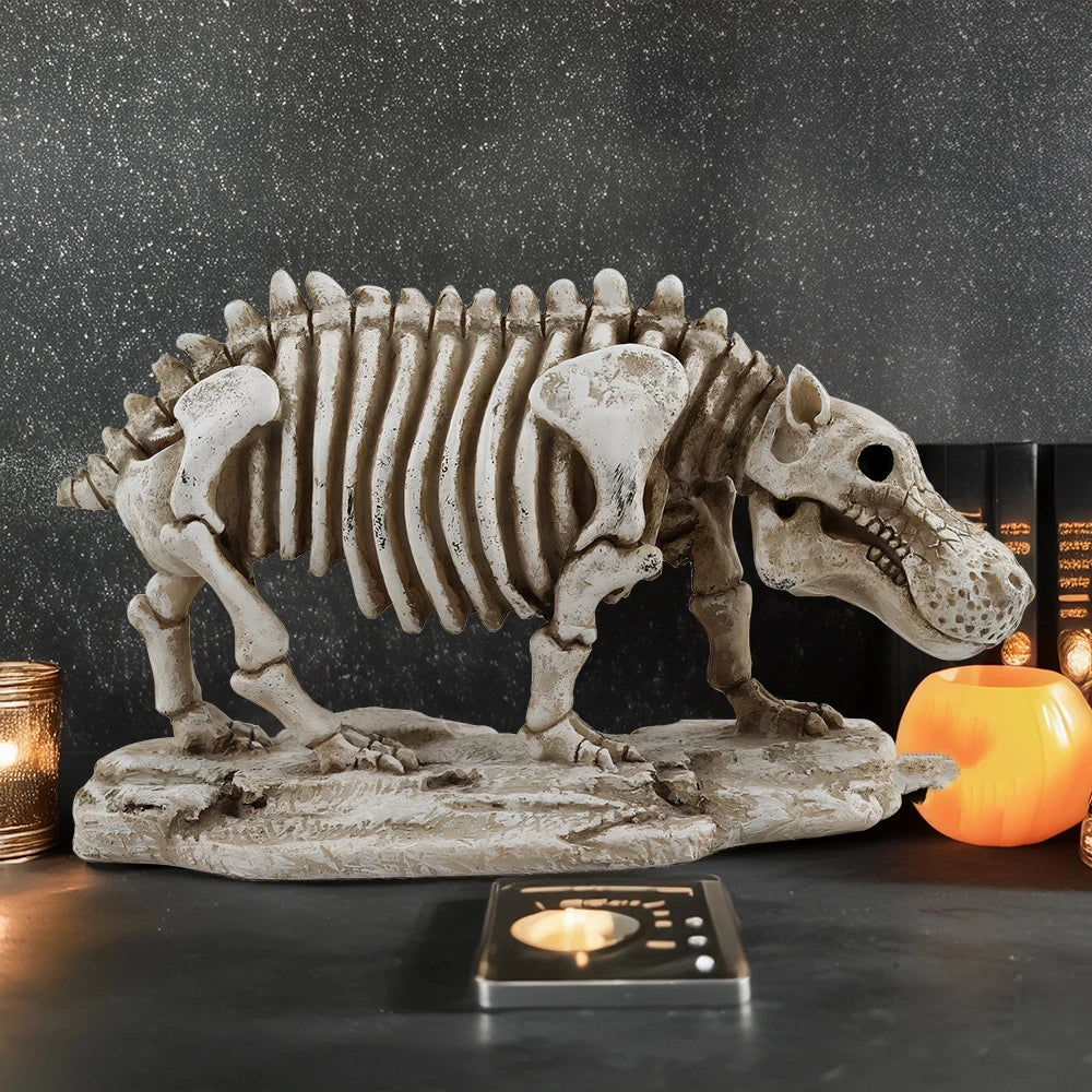 Miniature Hippo Skeleton Model – Unique Halloween & Party Decor, Spooky Animal Ornament