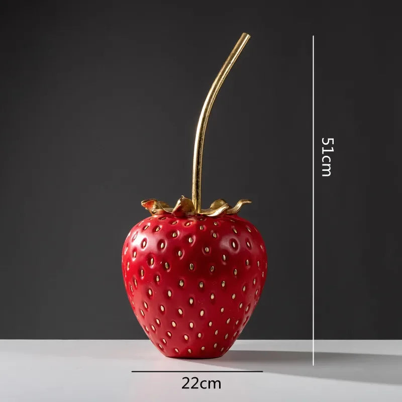 Berry Bliss Strawberry Statue – Whimsical Resin Shelf Decor – BLISOME