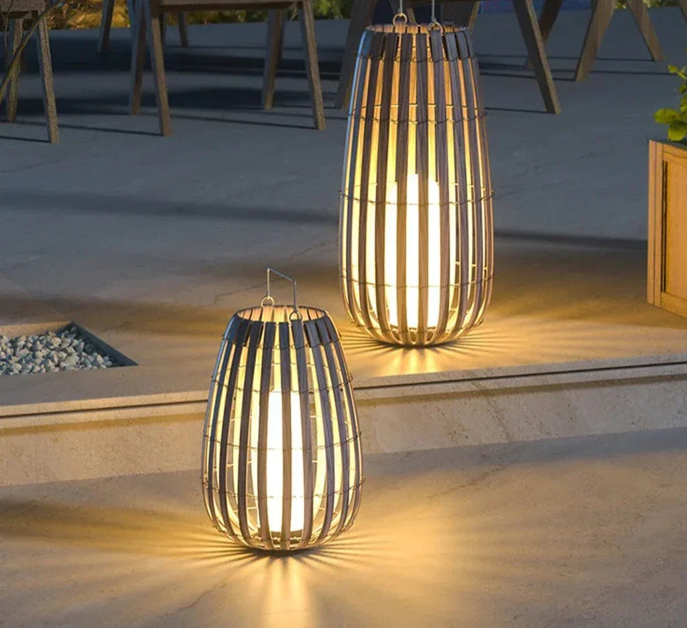 Boho Raffia Solar Powered Lantern