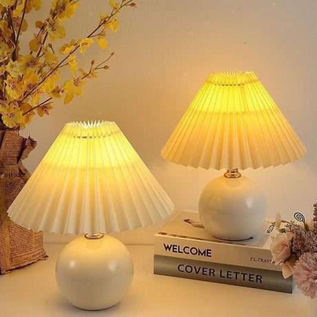 Brella Pleated Ceramic Table Lamp – Timeless Texture & Warm Light 