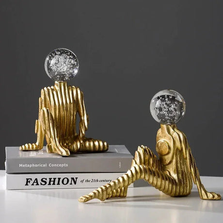 Celly Golden Woman Statue – Playful Resin Sculpture