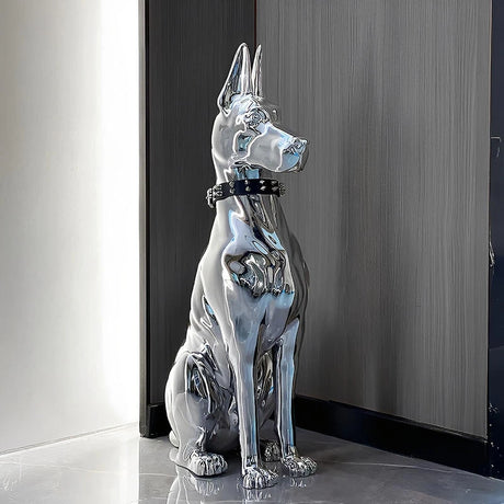 Modern Electroplated Dog Statue – Luxury Floor Decoration for Living Room, Porch & TV Cabinet