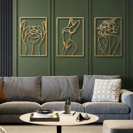 Femme Gold Metal Wall Art – Elegant Feminine Design