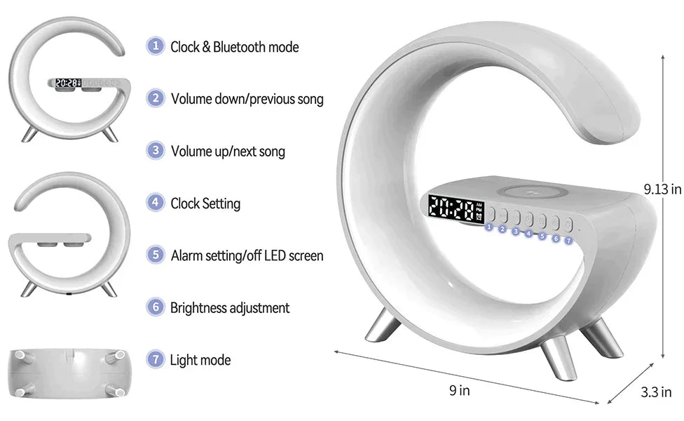 G Sunrise Smart Lamp - Wireless Charger Bluetooth Speaker - BLISOME