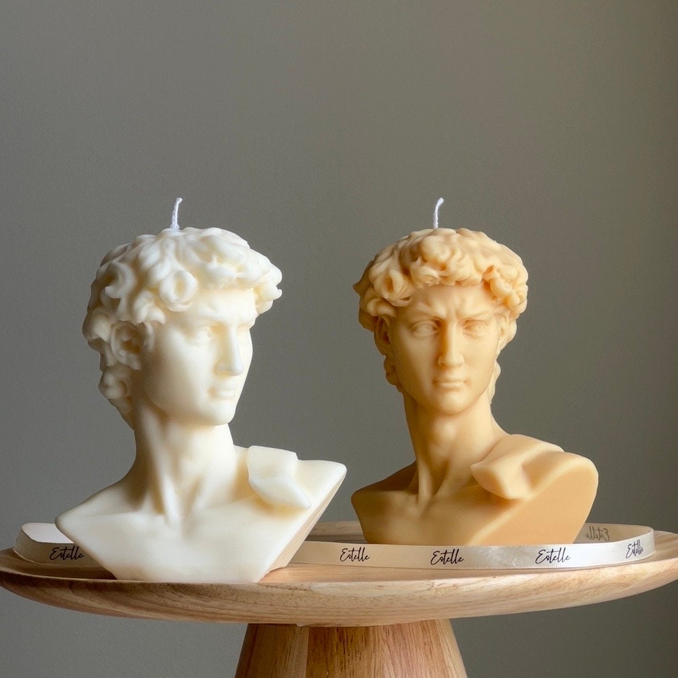 Michelangelo's David Head Candle – Handmade Soy Wax Bust Statue