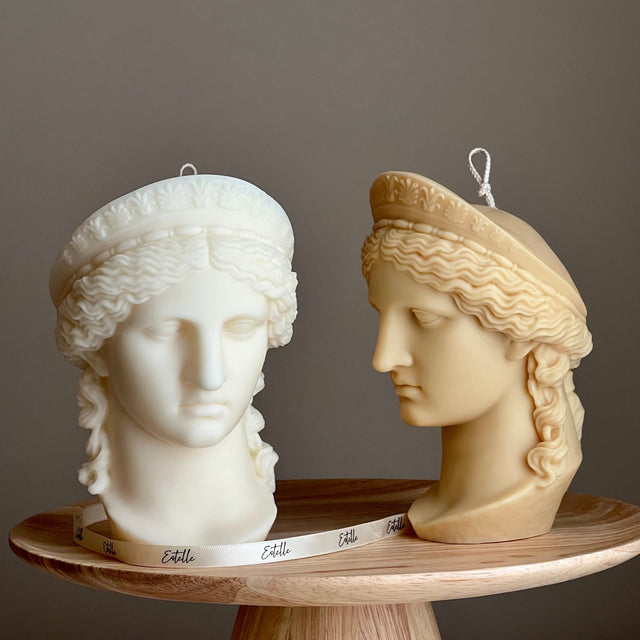 Hera Goddess Bust Candle: Sculptural Greek Statue Candle-0