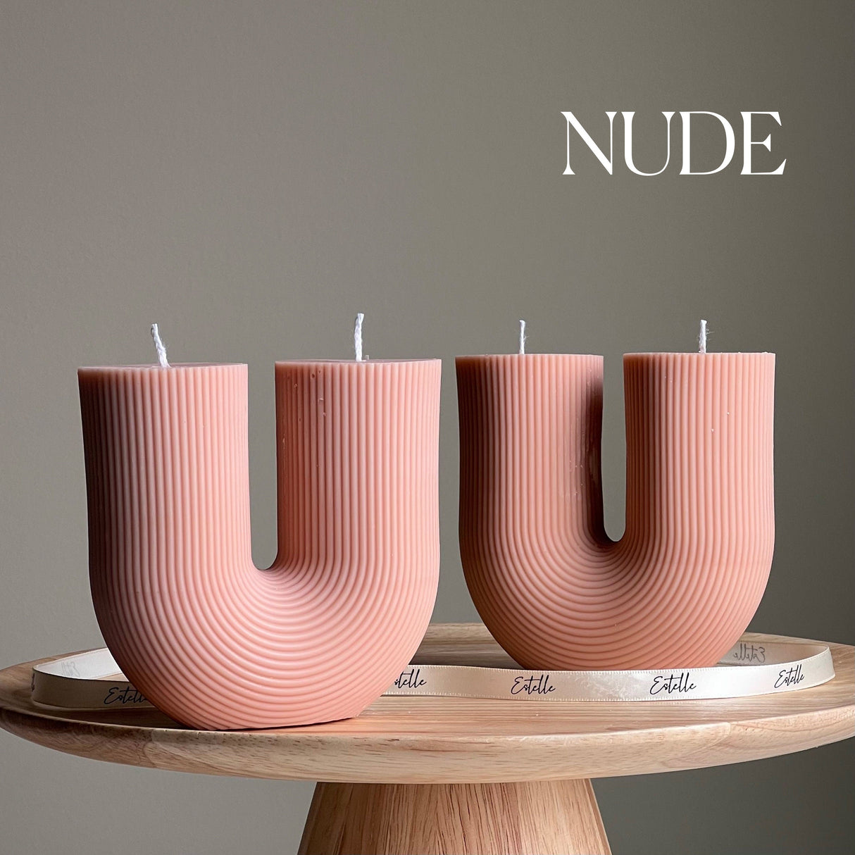 Ribbed U-Shaped Candle – Handmade Soy Wax Home Décor