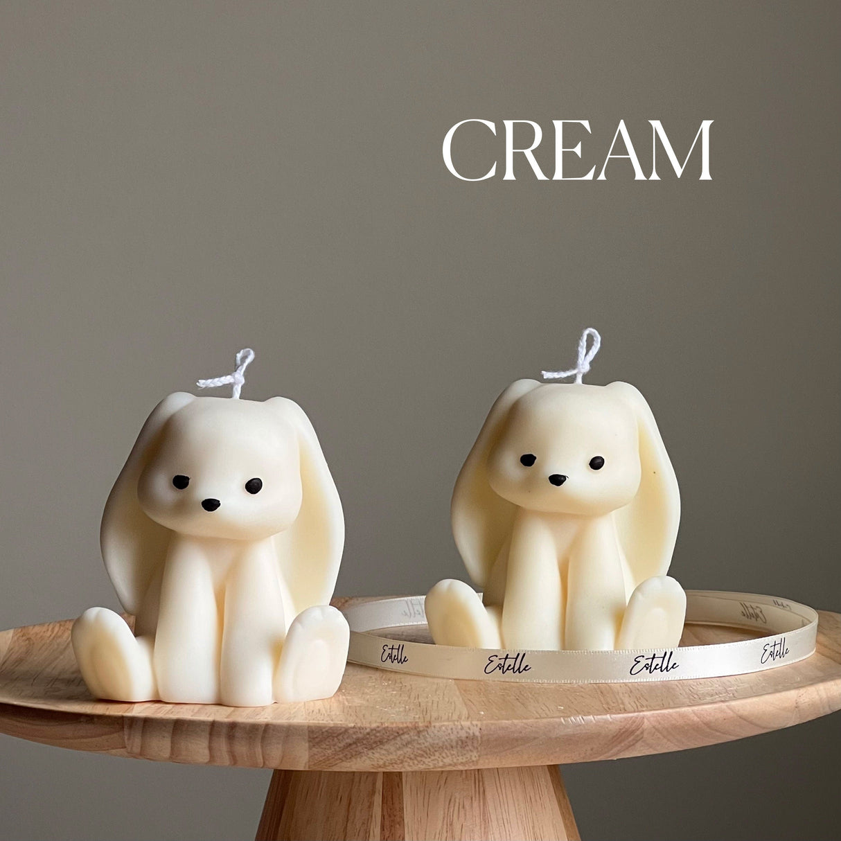 Sakura Bunny Pillar Candle – Handmade Soy Wax Decorative Rabbit Candle