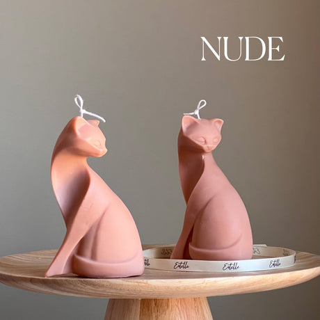 Handmade Soy Cat Candle | Unscented Decorative Pillar-1