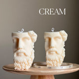 Greek Zeus Bust Candle – Handmade Sculptural Soy Wax Décor
