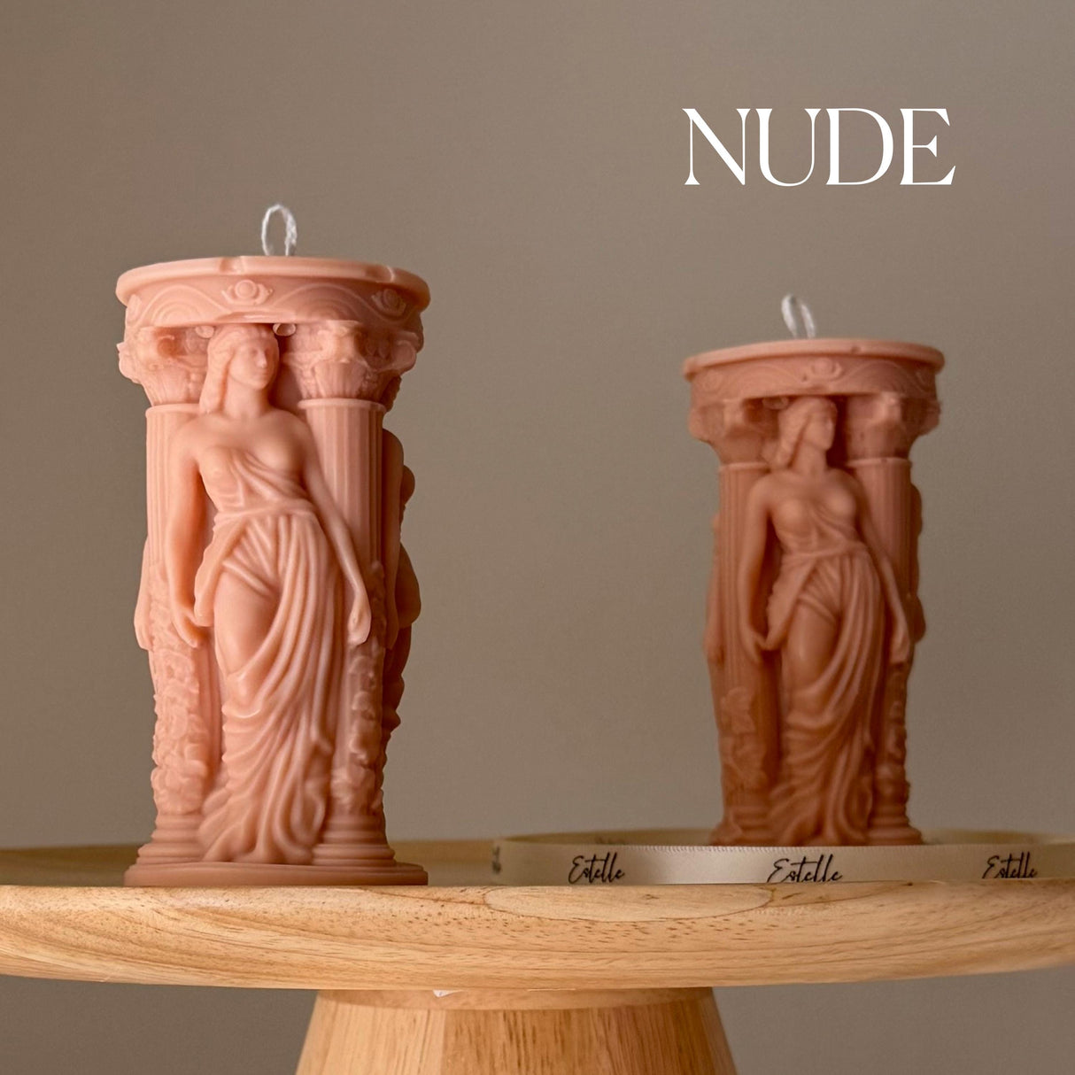 Caryatid Greek Column Candle – Handmade Sculptural Soy Wax Décor