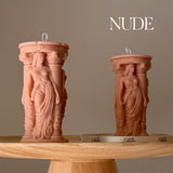 Caryatid Greek Column Candle – Handmade Sculptural Soy Wax Décor
