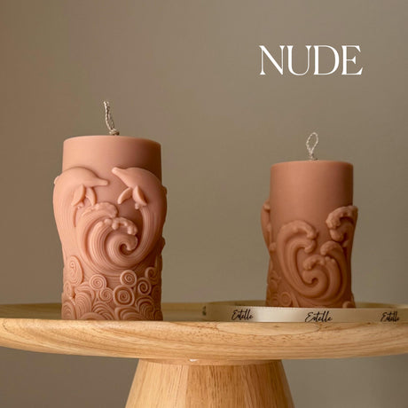 Dolphin Pillar Candle – Handmade Soy Wax Sculptural Décor