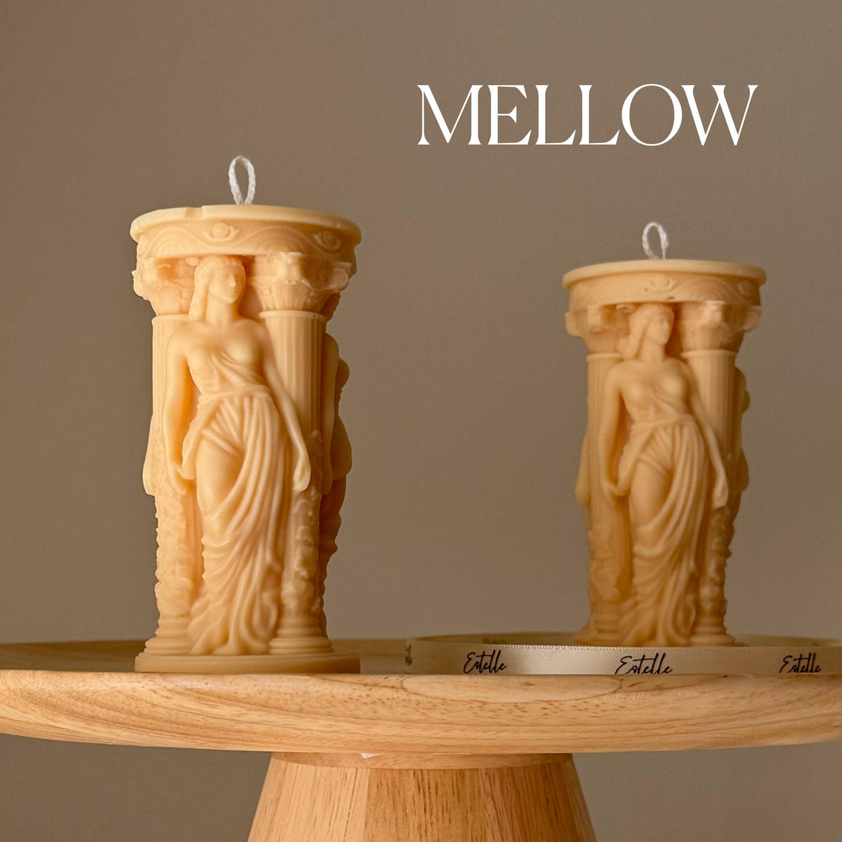 Caryatid Greek Column Candle – Handmade Sculptural Soy Wax Décor