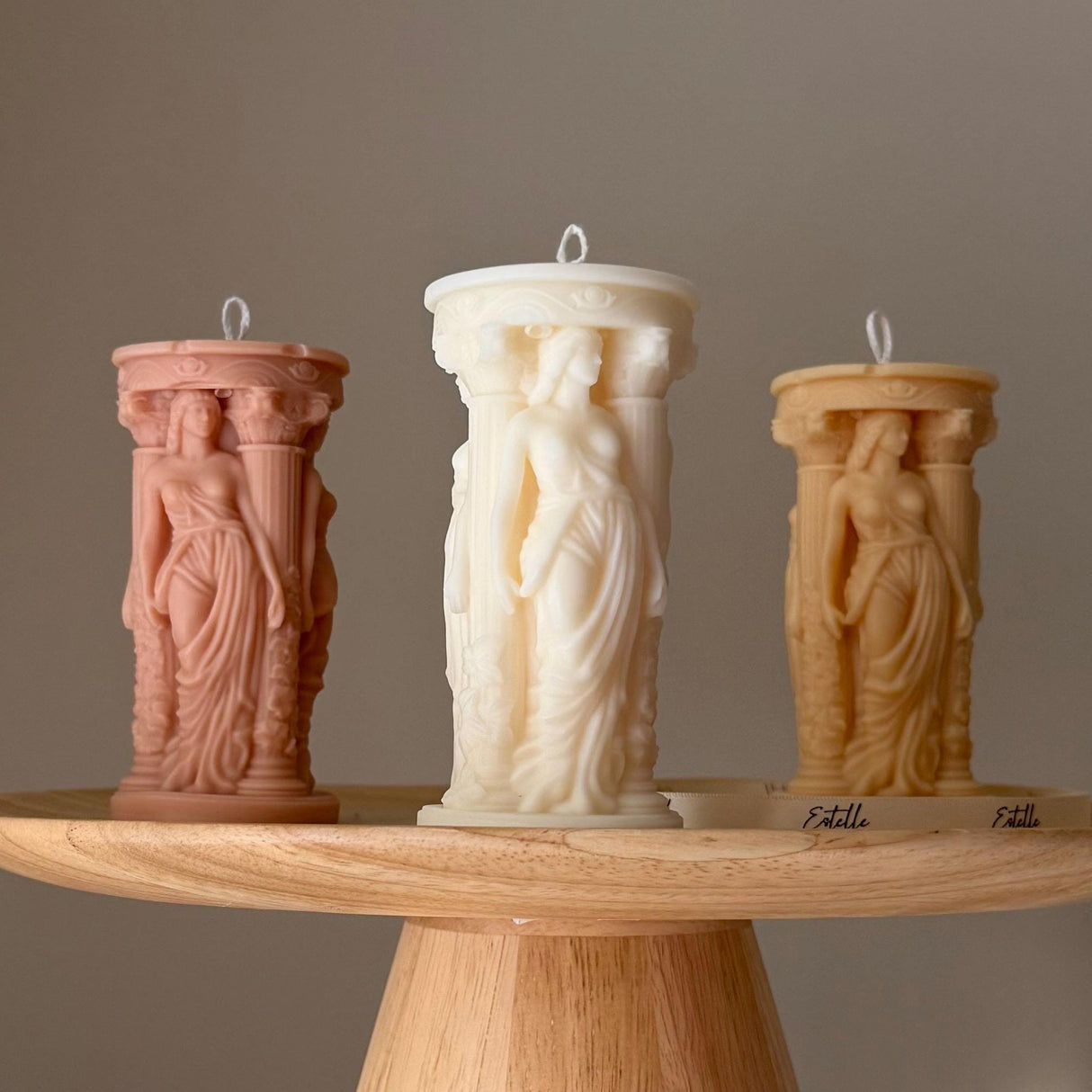 Caryatid Greek Column Candle – Handmade Sculptural Soy Wax Décor