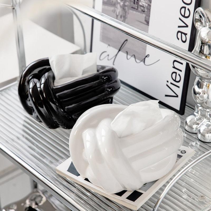 Knot Ceramic Tissue Box | Black