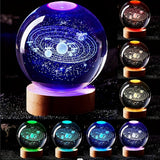 Unique Solar System Moon Nightlight Crystal Glass Light