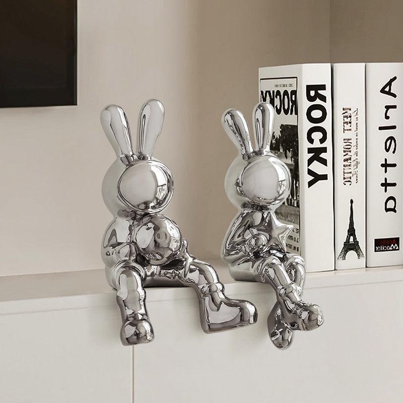 Space Bunny Love Statue Shelf Decor - BLISOME