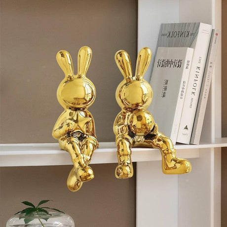 Space Bunny Love Statue Shelf Decor – Whimsical Astronaut Accent