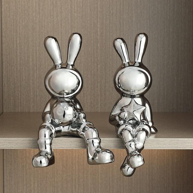 Space Bunny Love Statue Shelf Decor - BLISOME