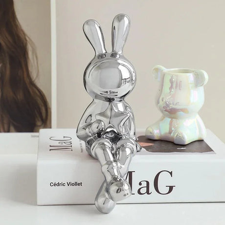 Space Bunny Love Statue Shelf Decor - BLISOME