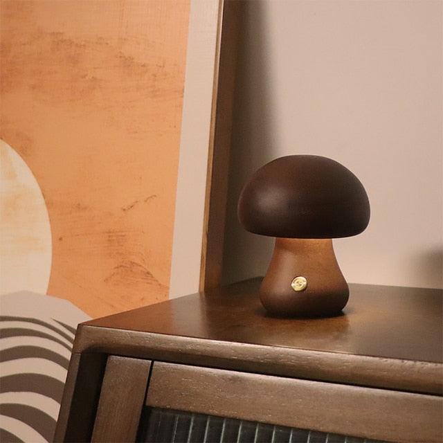 Wooden Vintage Mushroom Table Lamp - BLISOME