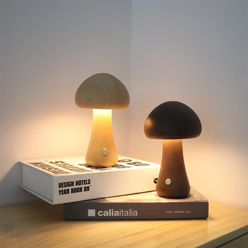 Wooden Vintage Mushroom Table Lamp - BLISOME