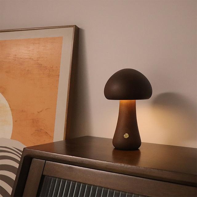 Wooden Vintage Mushroom Table Lamp - BLISOME