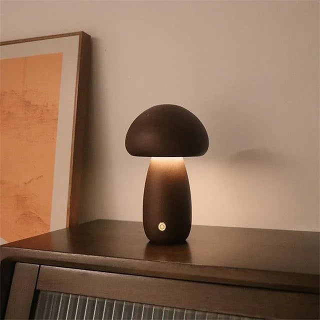 Wooden Vintage Mushroom Table Lamp - BLISOME